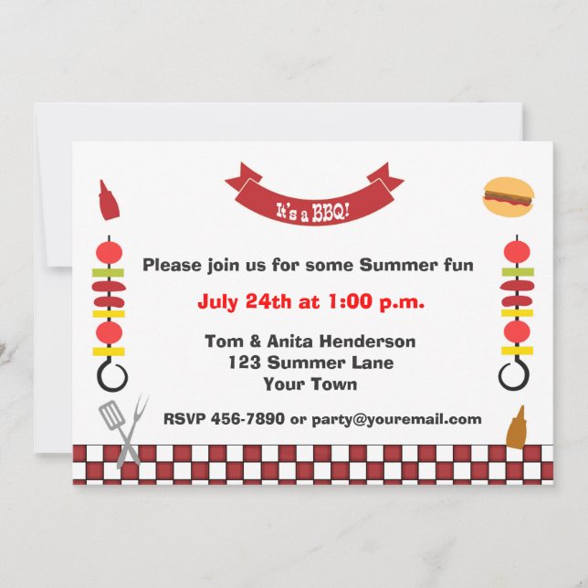 Kabobs and Barbecue Invitation (Front)