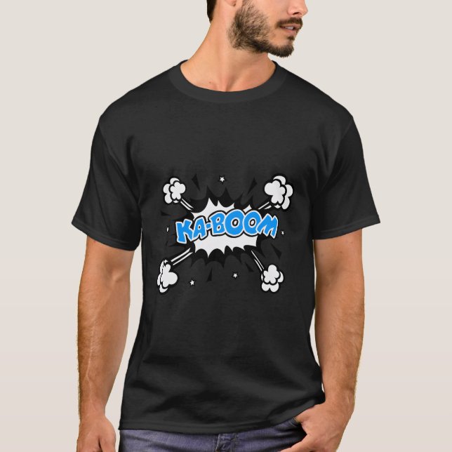 Kaboom Bang Pow Comic Book Explosion Speech Bubble T-Shirt (Front)