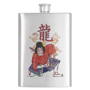 Kabuki Japanese Actor Folk Art Hip Flask