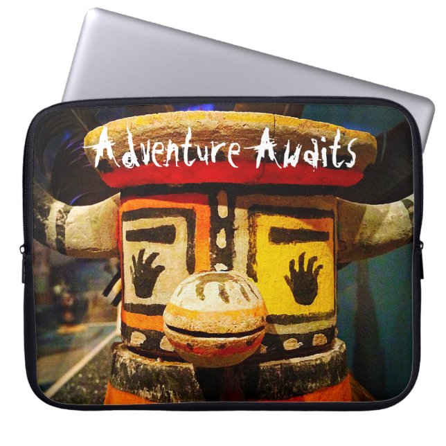 Kachina Doll Face Photo Adventure Awaits Cute Bold Laptop Sleeve (Front)