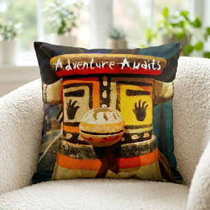 Kachina Doll Photo Adventure Awaits Bold Cute Throw Pillow