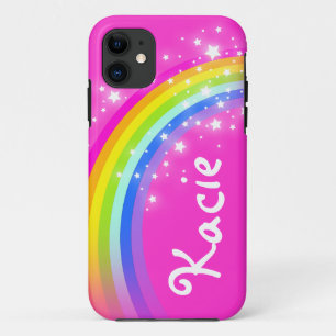Kacie rainbow bright pink girls name iphone case