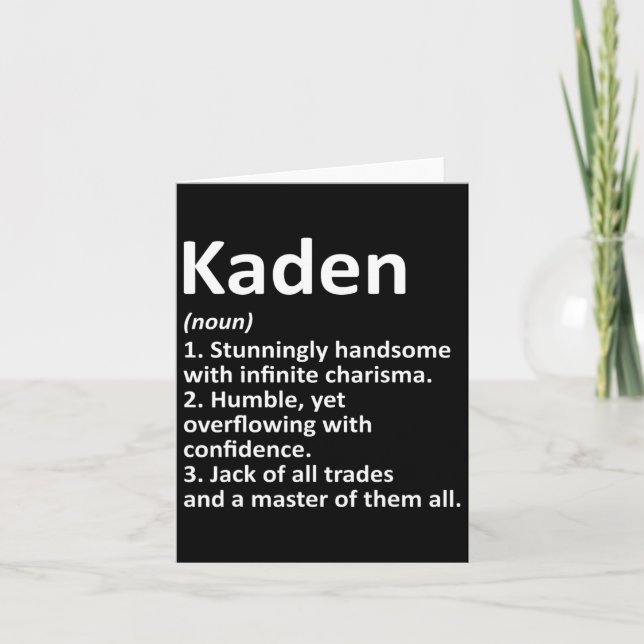Kaden Definition Personalized Name Funny Birthday  Card (Front)