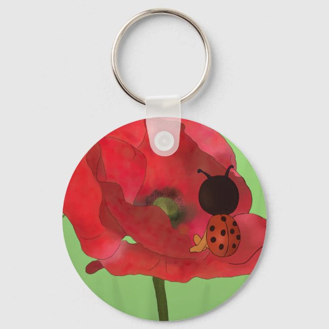Käfer im Mohn Keychain (Front)