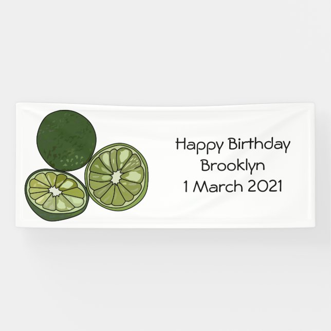 Kaffir lime cartoon illustration banner (Horizontal)