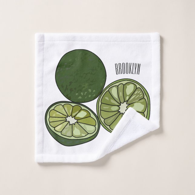 Kaffir lime cartoon illustration bath towel set (Wash Cloth)
