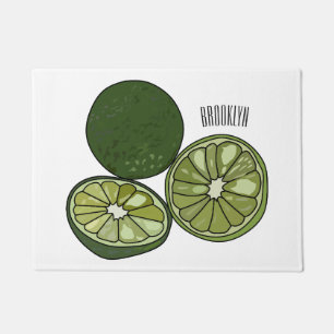 Kaffir lime cartoon illustration doormat