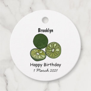 Kaffir lime cartoon illustration favour tags
