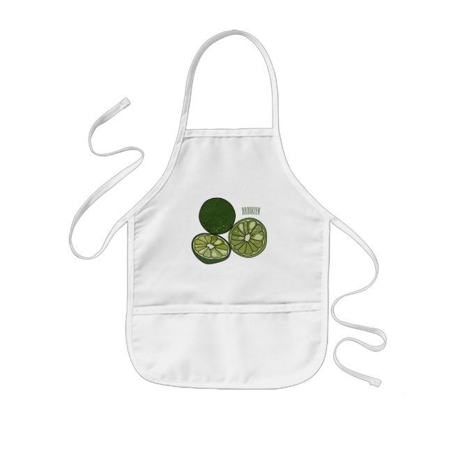 Kaffir lime cartoon illustration kids apron (Front)