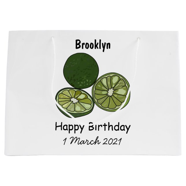 Kaffir lime cartoon illustration large gift bag (Front)