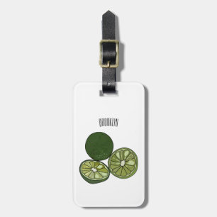 Kaffir lime cartoon illustration luggage tag