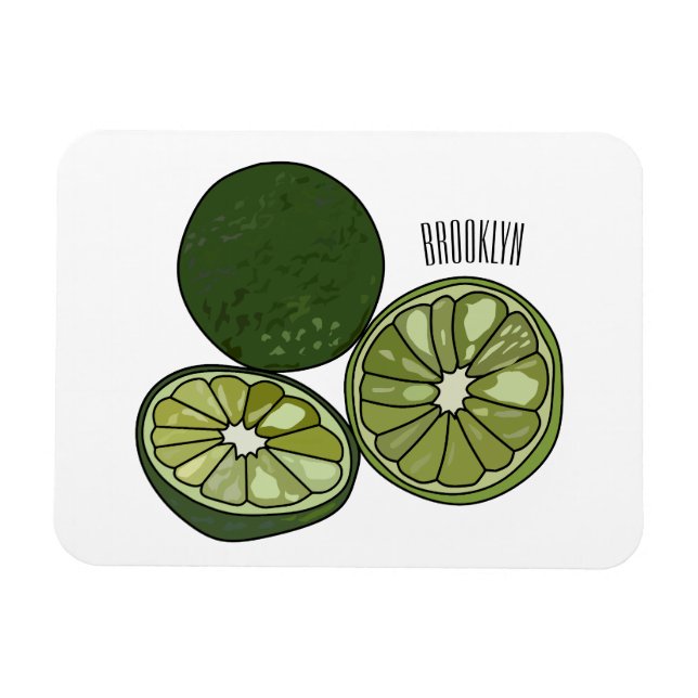 Kaffir lime cartoon illustration magnet (Horizontal)