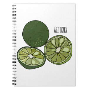Kaffir lime cartoon illustration notebook