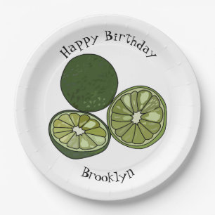 Kaffir lime cartoon illustration paper plate