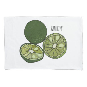 Kaffir lime cartoon illustration pillowcase