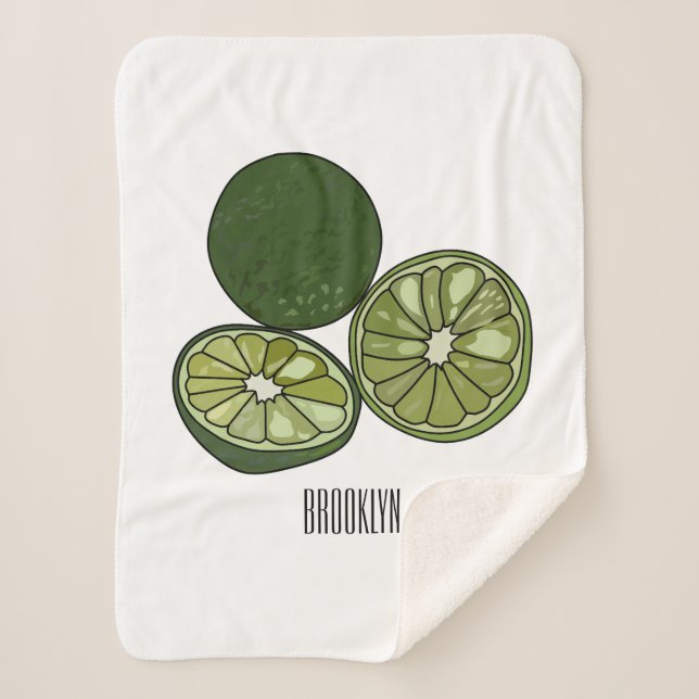 Kaffir lime cartoon illustration sherpa blanket (Front)