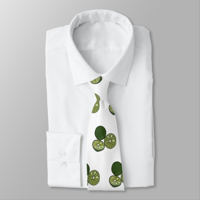 Kaffir lime cartoon illustration tie (Tied)