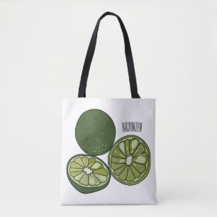 Kaffir lime cartoon illustration tote bag