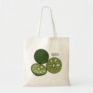 Kaffir lime cartoon illustration tote bag