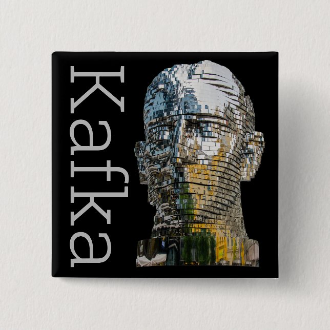 Kafka Head 2 Inch Square Button (Front)