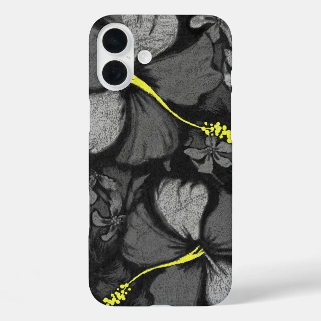 Kahala Hibiscus Hawaiian Lava Rock Black Case-Mate iPhone Case (Back)