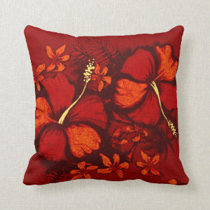Kahala Hibiscus Hawaiian Tropical Square Pillows