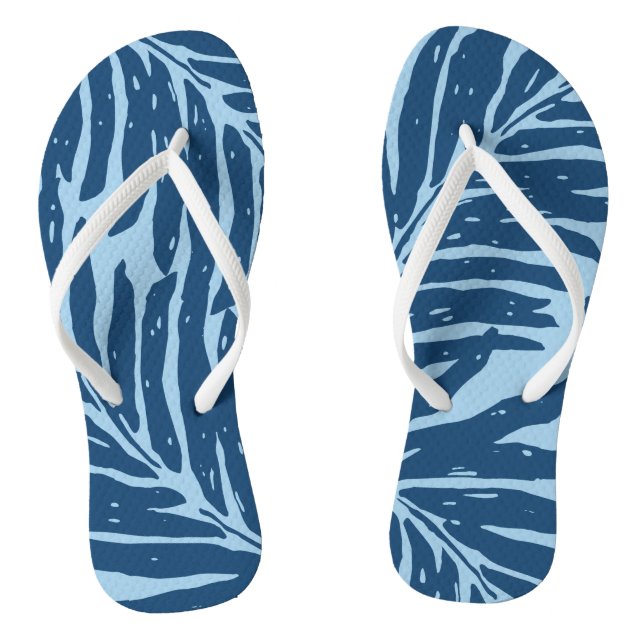 Kahanu Garden Hawaiian Palm Leaves Flip Flops (Footbed)
