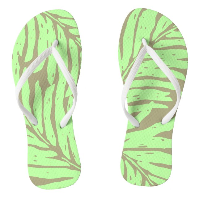 Kahanu Garden Hawaiian Palm Leaves Flip Flops (Footbed)