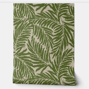 Kahanu Palms Hawaiian Faux Linen Texture- Olive Wallpaper