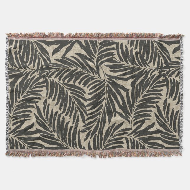 Kahanu Palms Hawaiian Linen Texture Throw Blanket (Front)