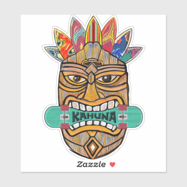 Kahuna Tiki Skateboard Surfer (Sheet)