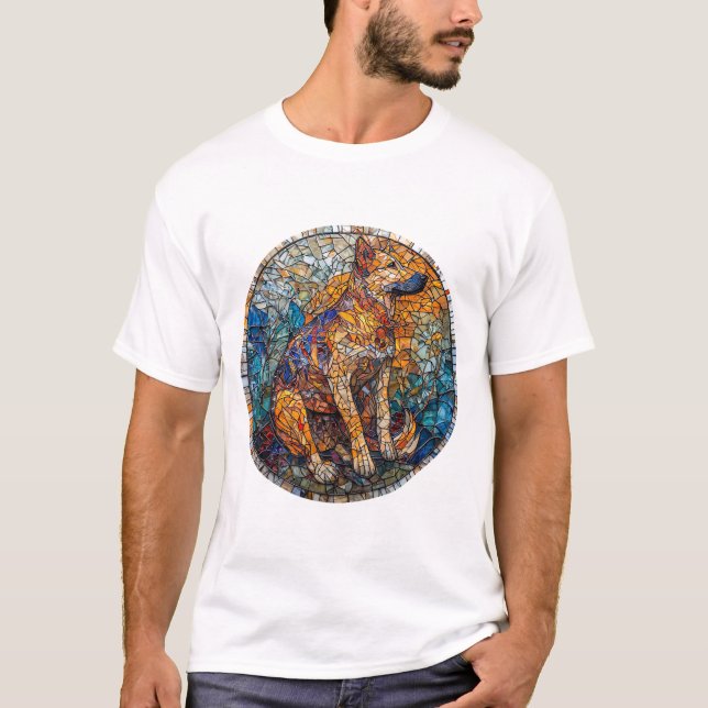 Kai Ken Dog Stained Glass Artwork  T-Shirt (Front)