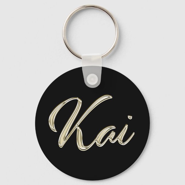Kai Name whitegold Button Schlüsselanhänger Keychain (Front)