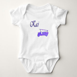Kai, Name With Fire Truck, Baby Bodysuit