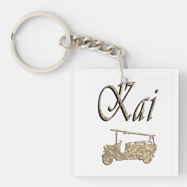Kai Name With Fire Truck,   Keychain (Front)