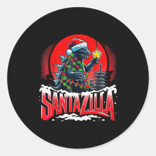 Kaiju Christmas Santazilla Japanese Monster Dinosa Classic Round Sticker