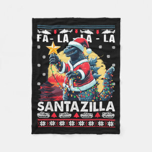 Kaiju Christmas Santazilla Japanese Monster Dinosa Fleece Blanket