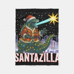 Kaiju Christmas Santazilla Japanese Monster Dinosa Fleece Blanket
