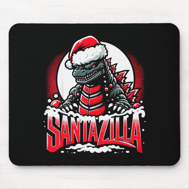 Kaiju Christmas Santazilla Japanese Monster Dinosa Mouse Pad (Front)