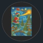 Kaiju Christmas Van Gogh Starry Night Japanese Mon Classic Round Sticker<br><div class="desc">Kaiju Christmas Van Gogh Starry Night Japanese Monster</div>