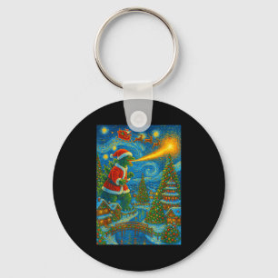 Kaiju Christmas Van Gogh Starry Night Japanese Mon Keychain