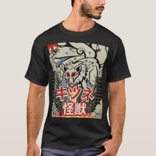 Kaiju Kitsune Nine Tailed Fox Great Wave Off Kanag T-Shirt