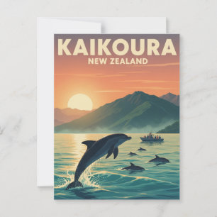 Kaikoura New Zealand Dolphins Travel Postcard