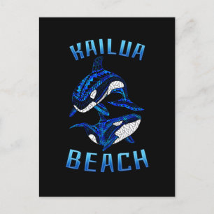 Kailau Beach Hawaii Vacation Tribal Whale Orcas Postcard