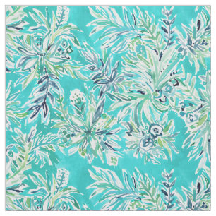 KAILUA CHILL Tropical Aqua Hawaiian Watercolor Fabric