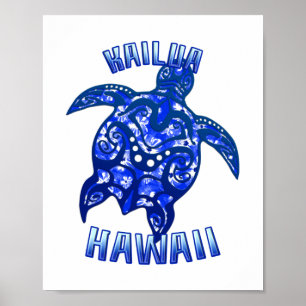 Kailua Hawaii Vacation Tribal Turtle Poster