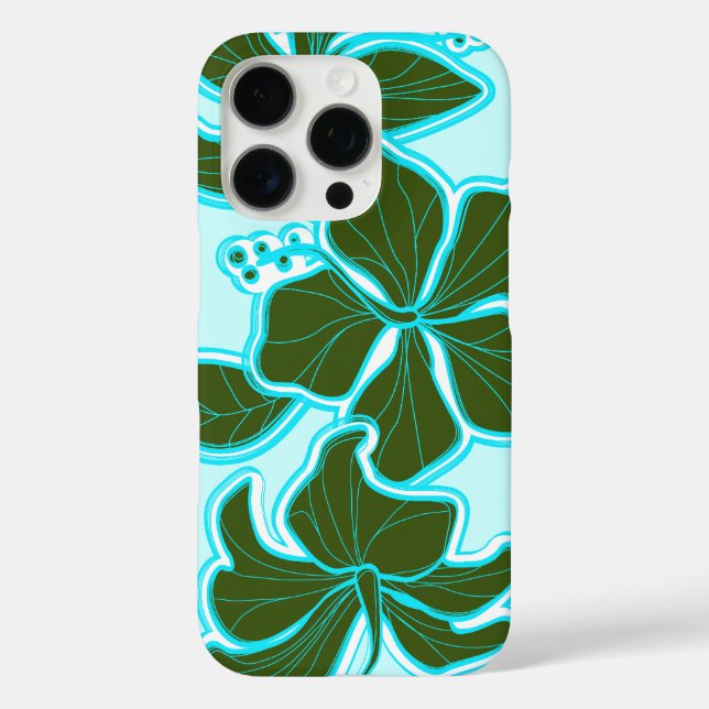 Kailua Hibiscus Hawaiian Engineered Floral Aqua Case-Mate iPhone Case (Back)