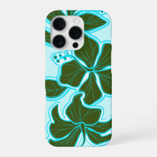 Kailua Hibiscus Hawaiian Engineered Floral Aqua iPhone 16 Pro Case