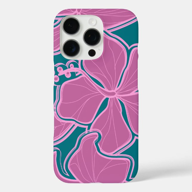 Kailua Hibiscus Hawaiian Oversized Floral Teal Case-Mate iPhone Case (Back)
