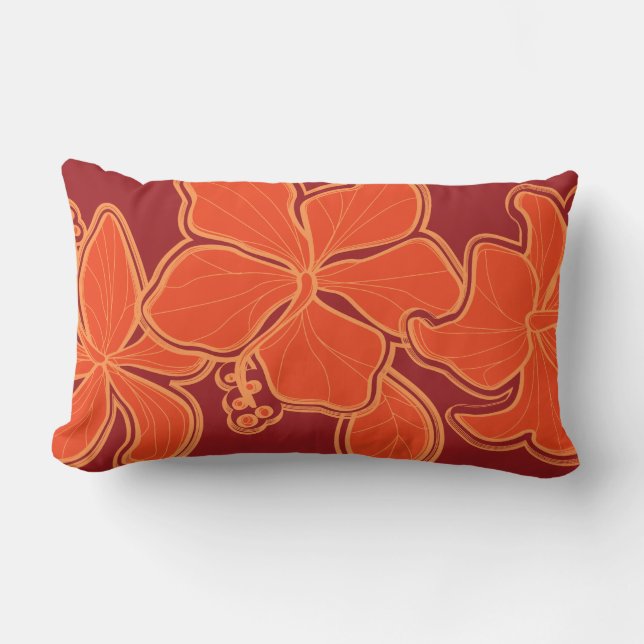 Kailua Hibiscus Hawaiian Reversible Lumbar Pillow (Front)